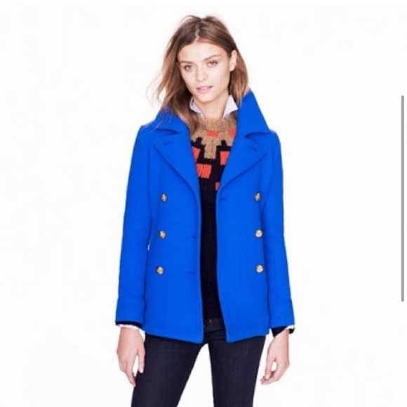 J. Crew 4 Majesty pea coat blue wool stadium cloth - Picture 2 of 3